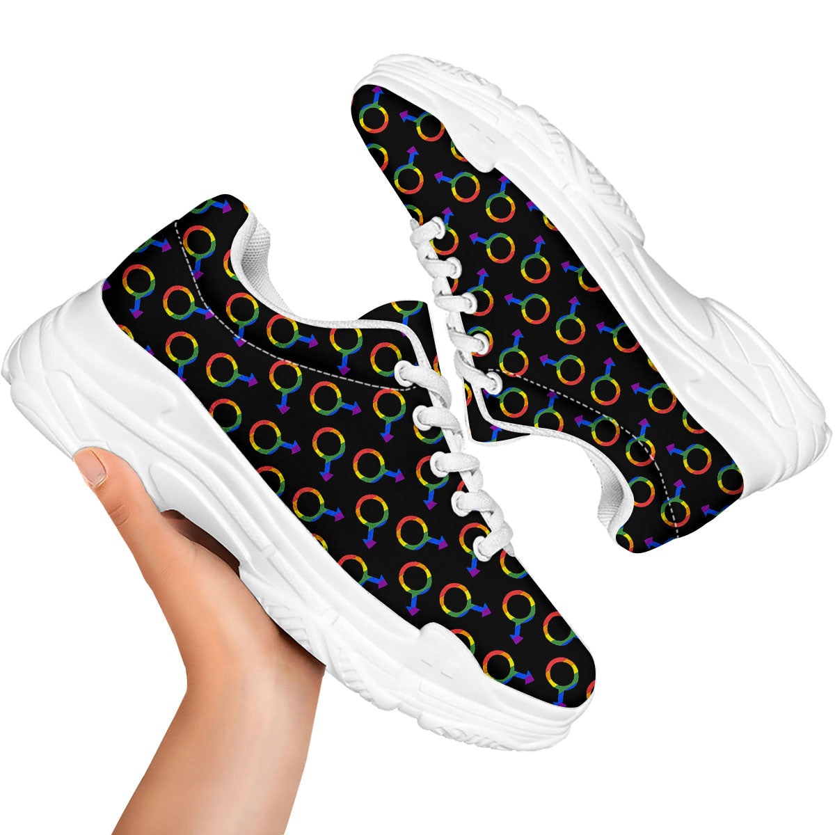 Gender Symbol Gay Pride Print Pattern White Chunky Shoes-grizzshop