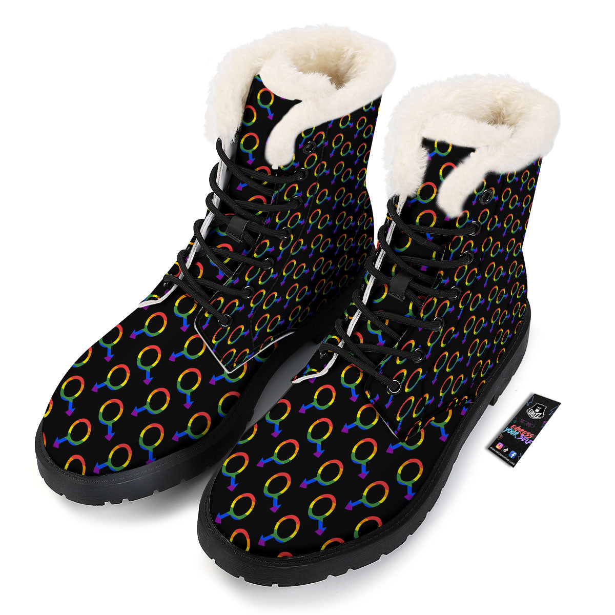 Gender Symbol Gay Pride Print Pattern Winter Boots-grizzshop