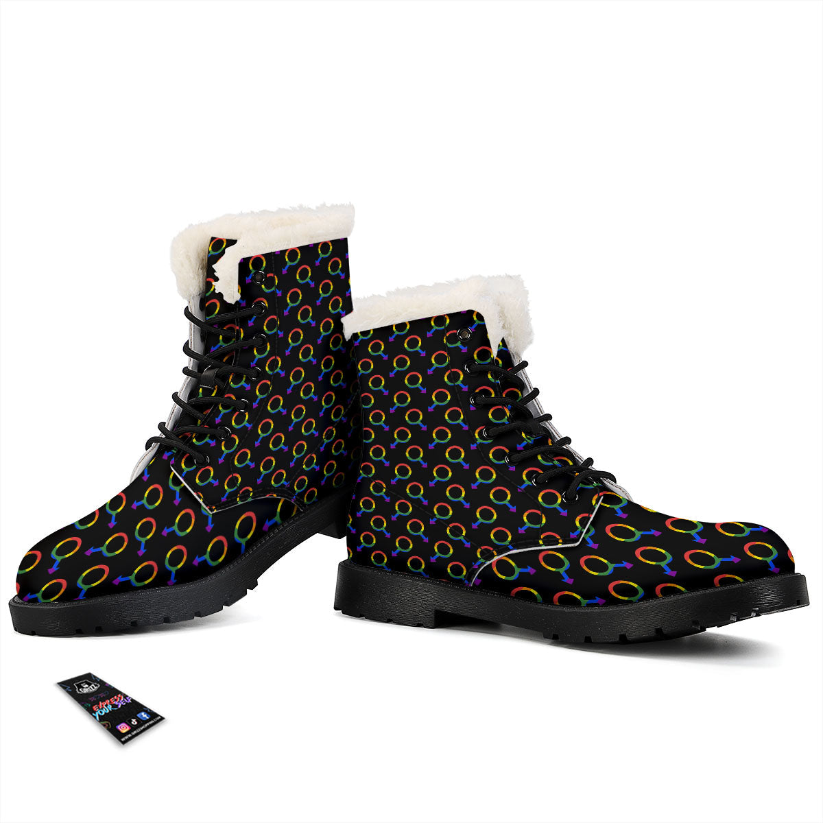 Gender Symbol Gay Pride Print Pattern Winter Boots-grizzshop