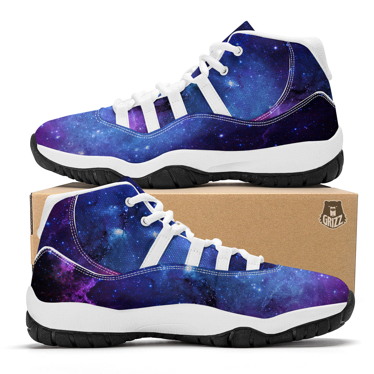 Geomagnetic Storm Galaxy Space Print White Bball Shoes-grizzshop