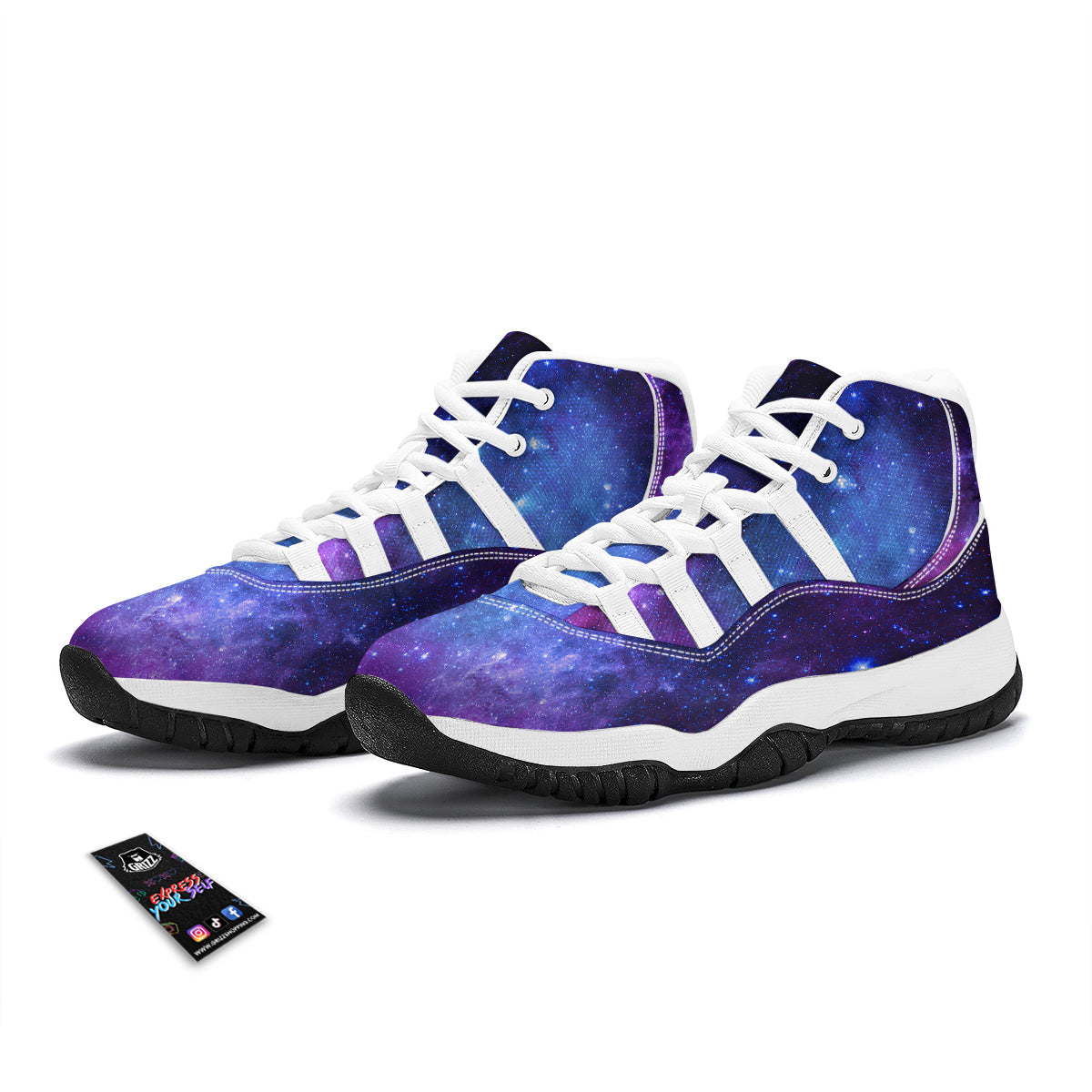 Geomagnetic Storm Galaxy Space Print White Bball Shoes-grizzshop