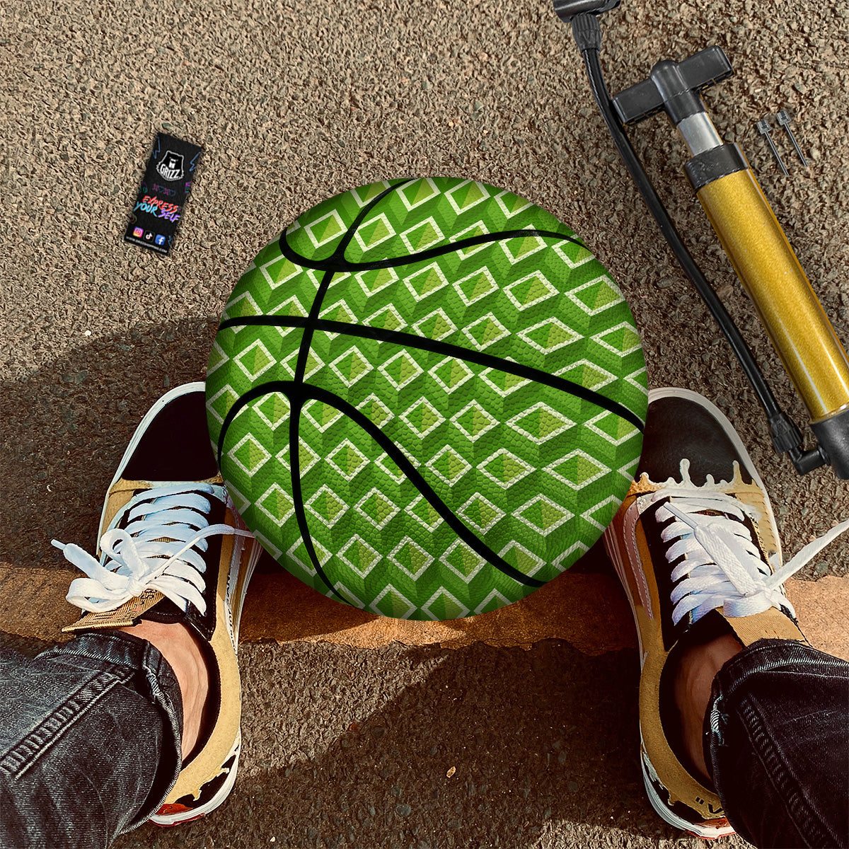 Geometric 3D Bamboo Print Pattern Basketball-grizzshop