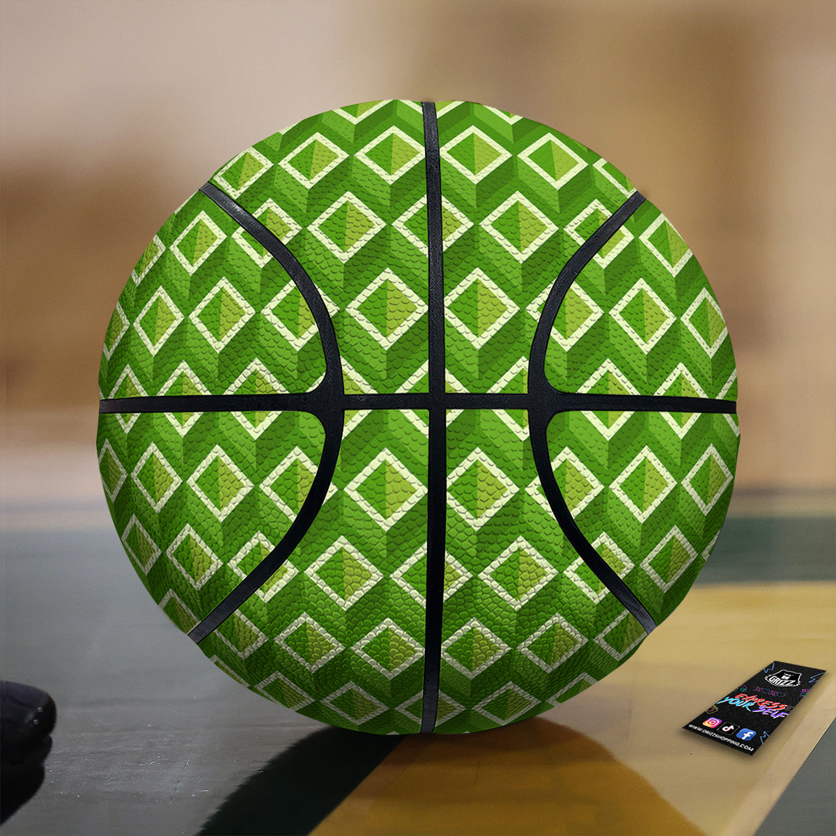Geometric 3D Bamboo Print Pattern Basketball-grizzshop
