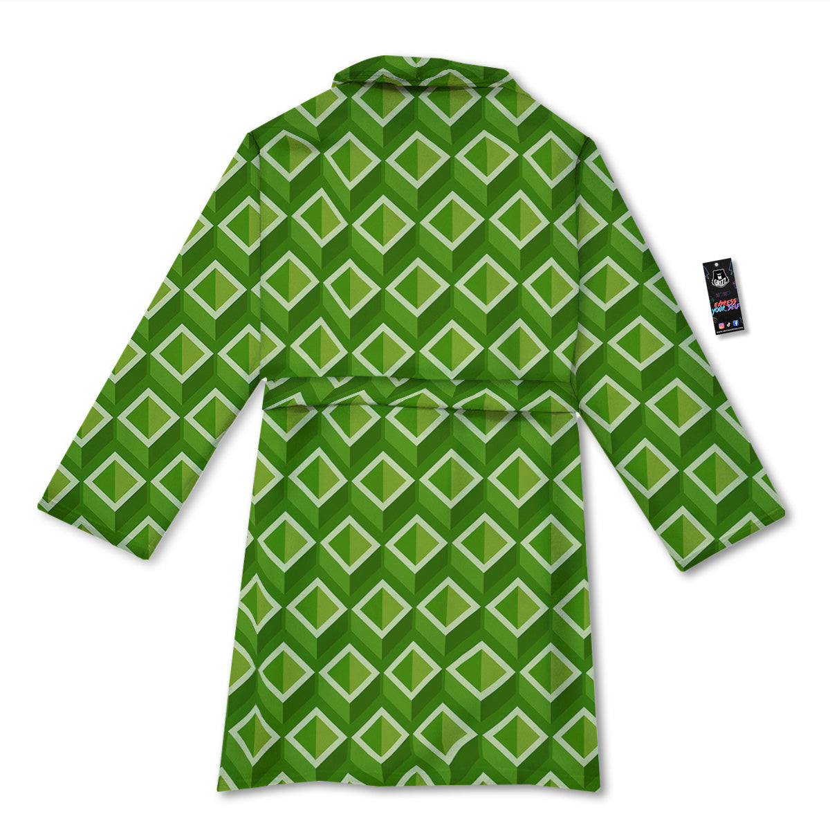 Geometric 3D Bamboo Print Pattern Bathrobe-grizzshop