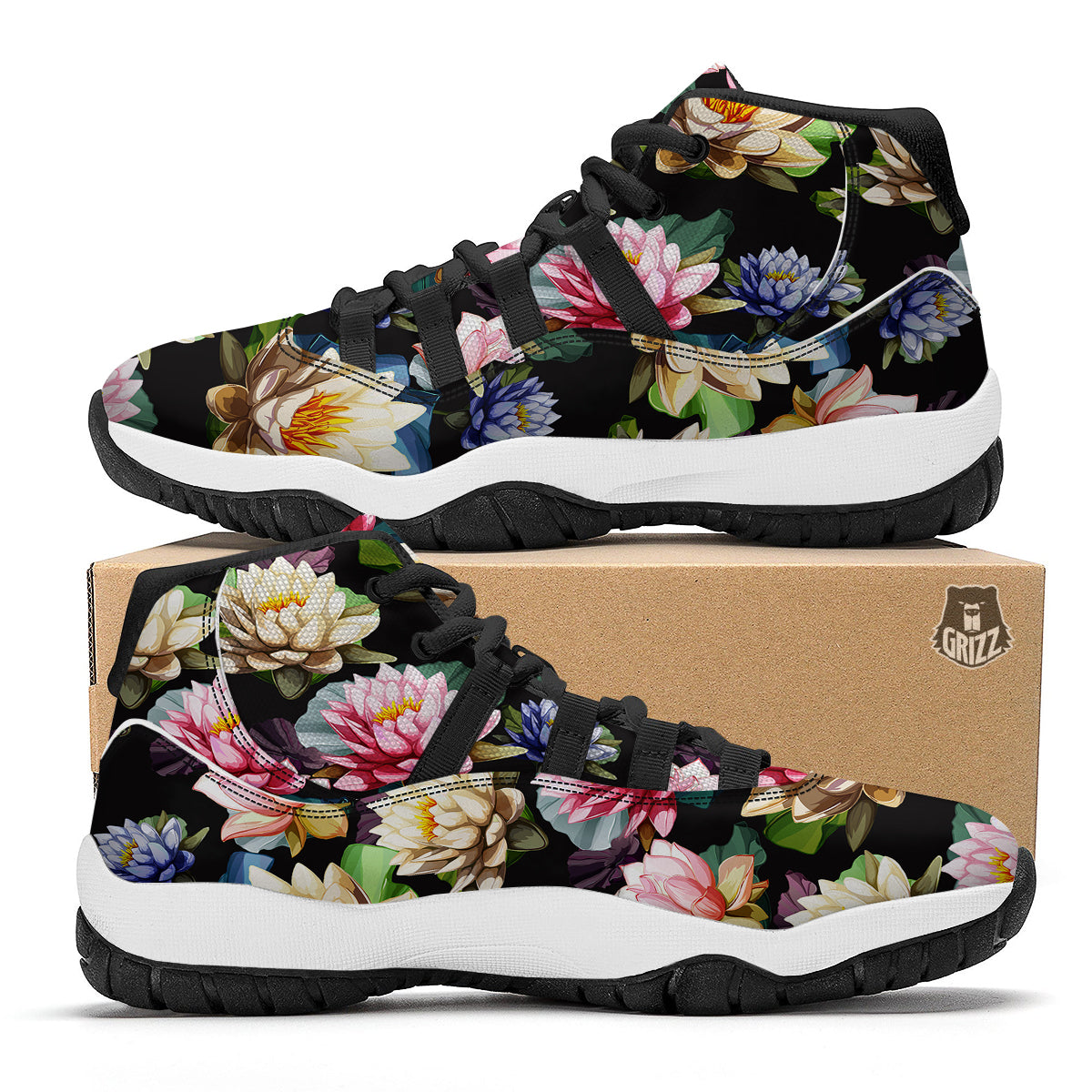 Geometric 3D Bamboo Print Pattern Black Bball Shoes-grizzshop