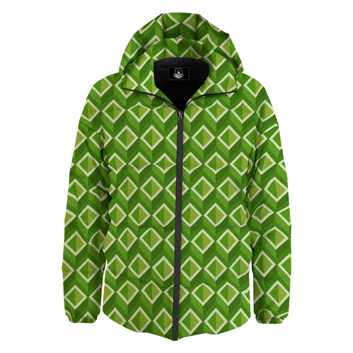 Geometric 3D Bamboo Print Pattern Down Jacket-grizzshop