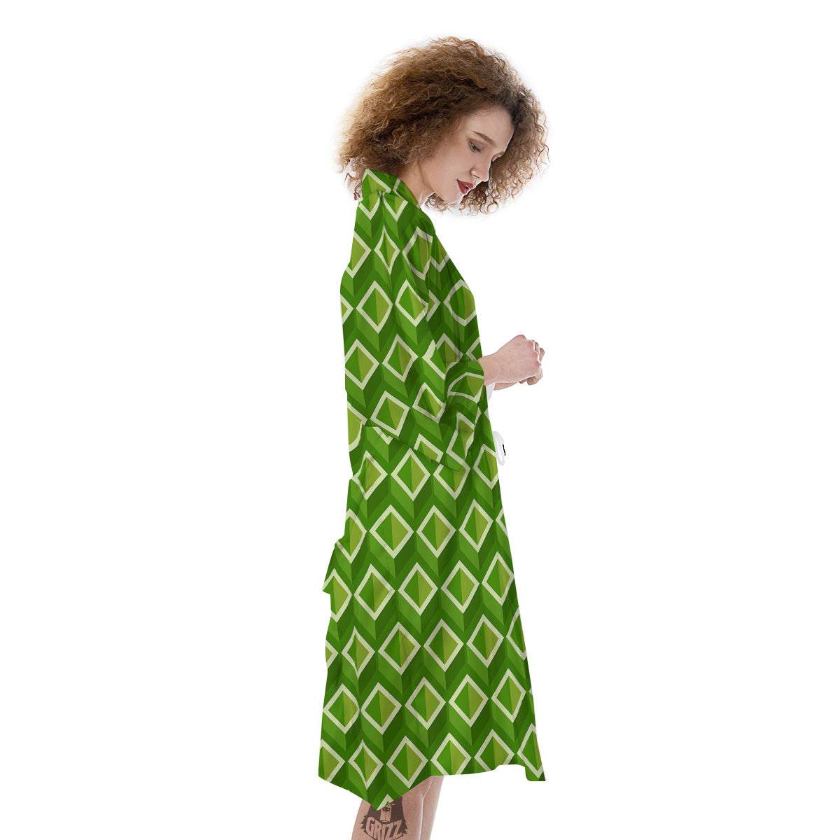 Geometric 3D Bamboo Print Pattern Kimono-grizzshop