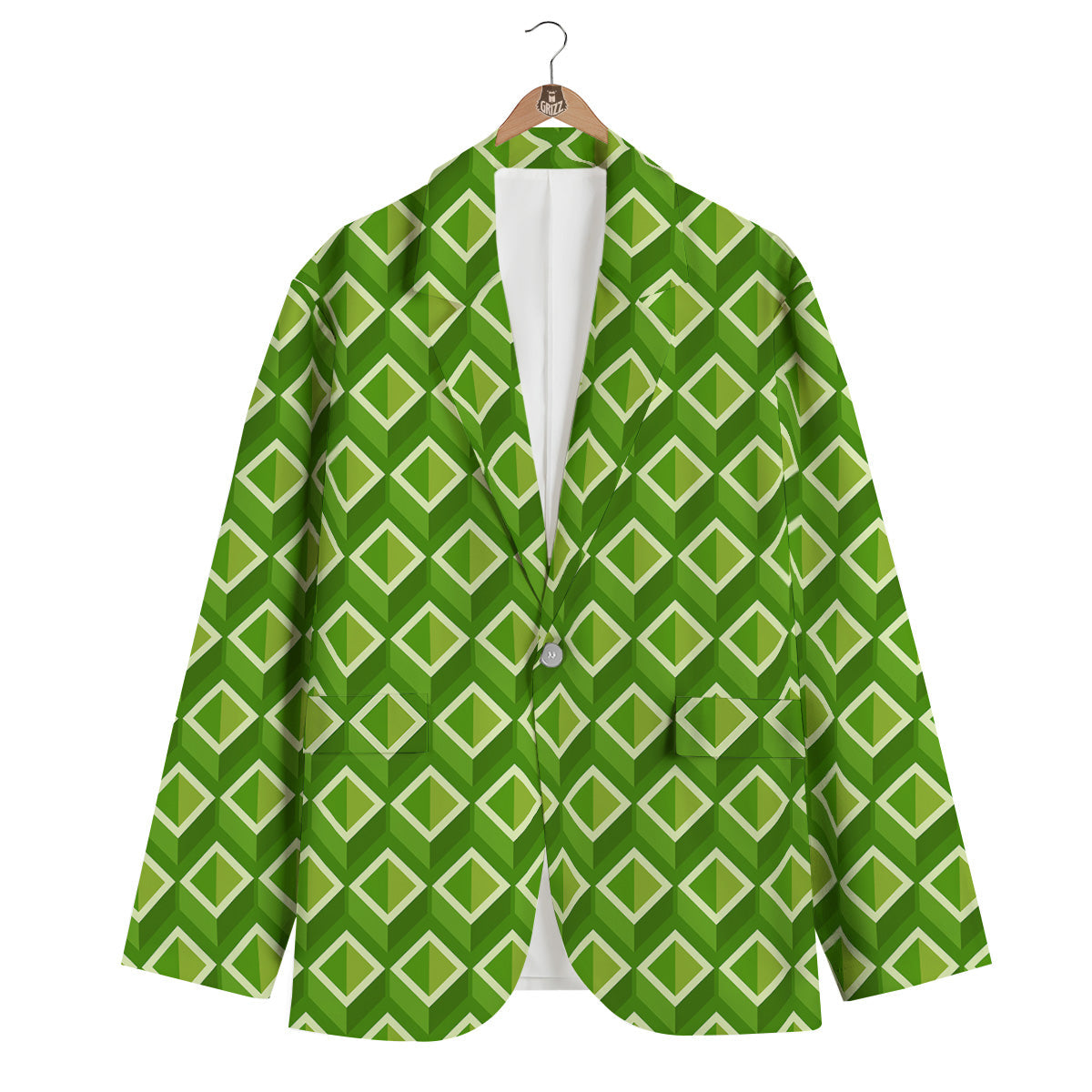 Geometric 3D Bamboo Print Pattern Men's Blazer-grizzshop