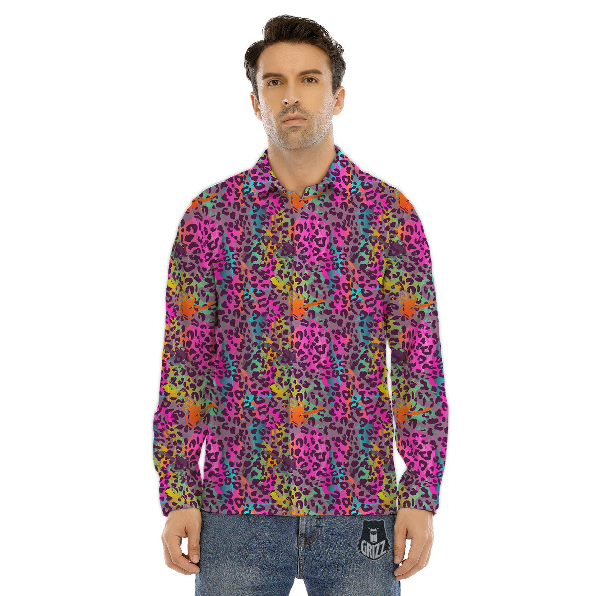 Geometric 3D Bamboo Print Pattern Men's Dress Shirts-grizzshop