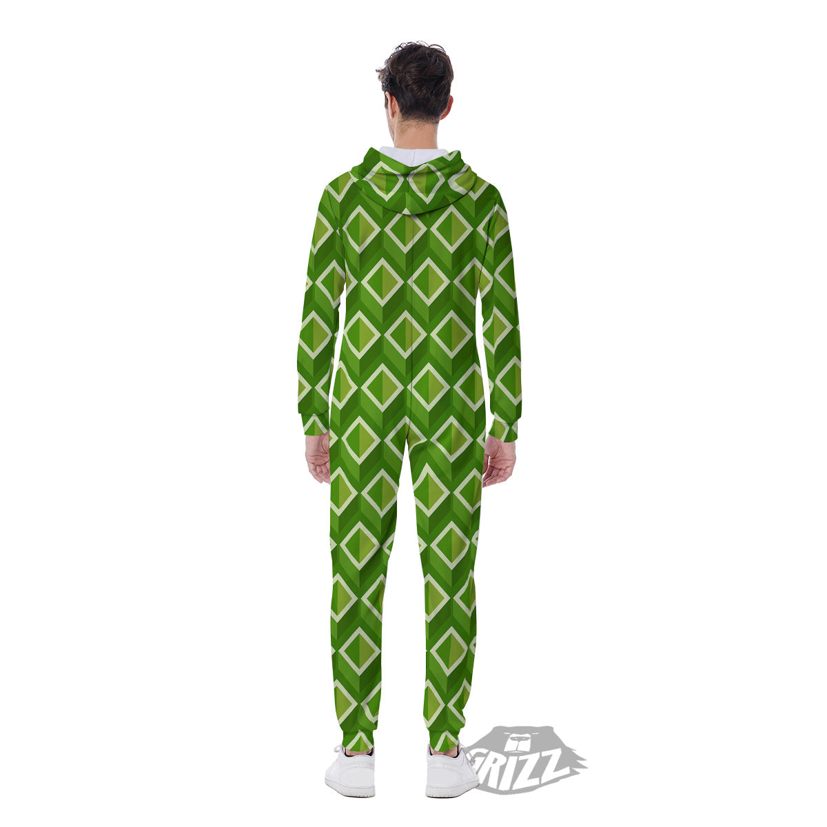 Geometric 3D Bamboo Print Pattern Men's Jumpsuit-grizzshop