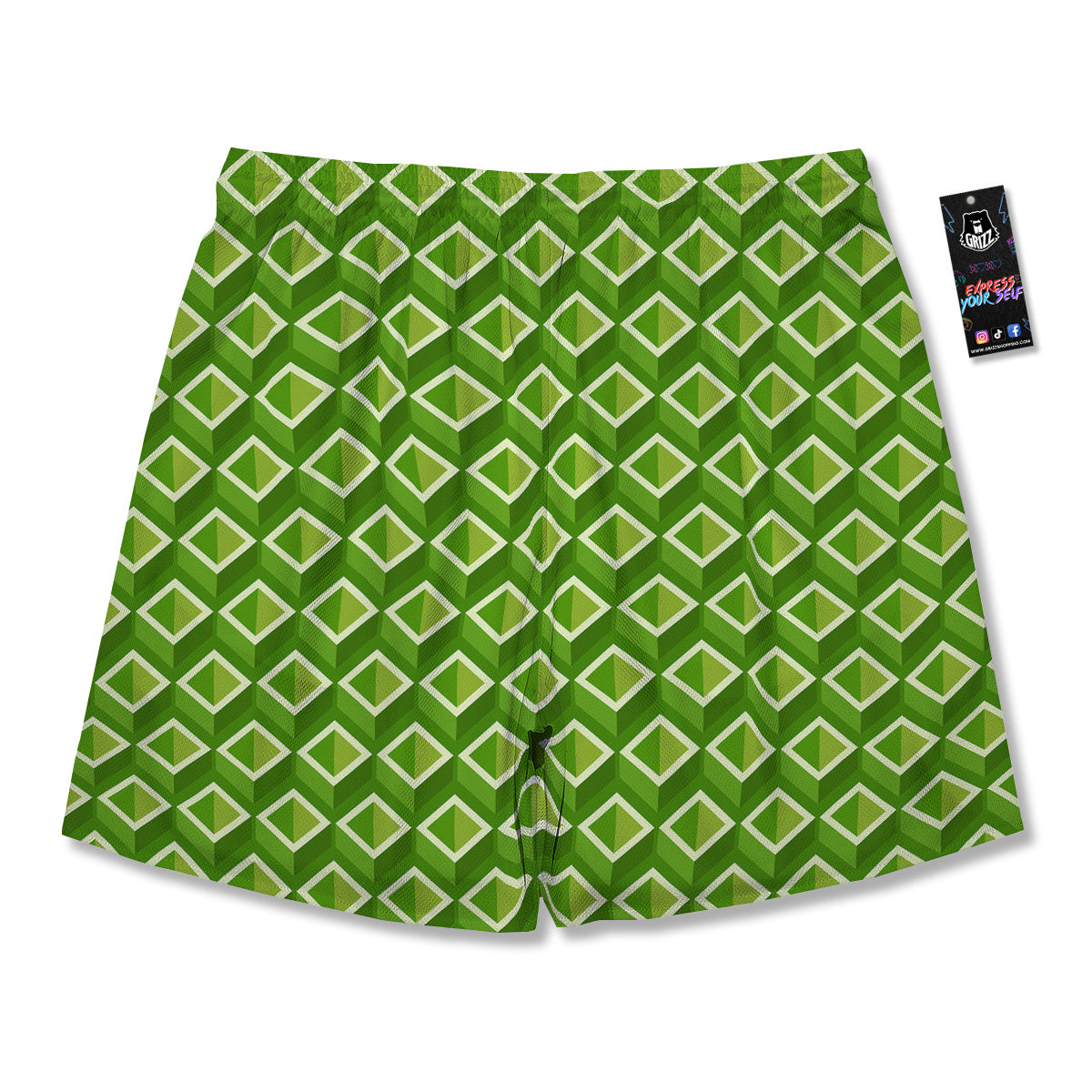 Geometric 3D Bamboo Print Pattern Men's Running Shorts-grizzshop
