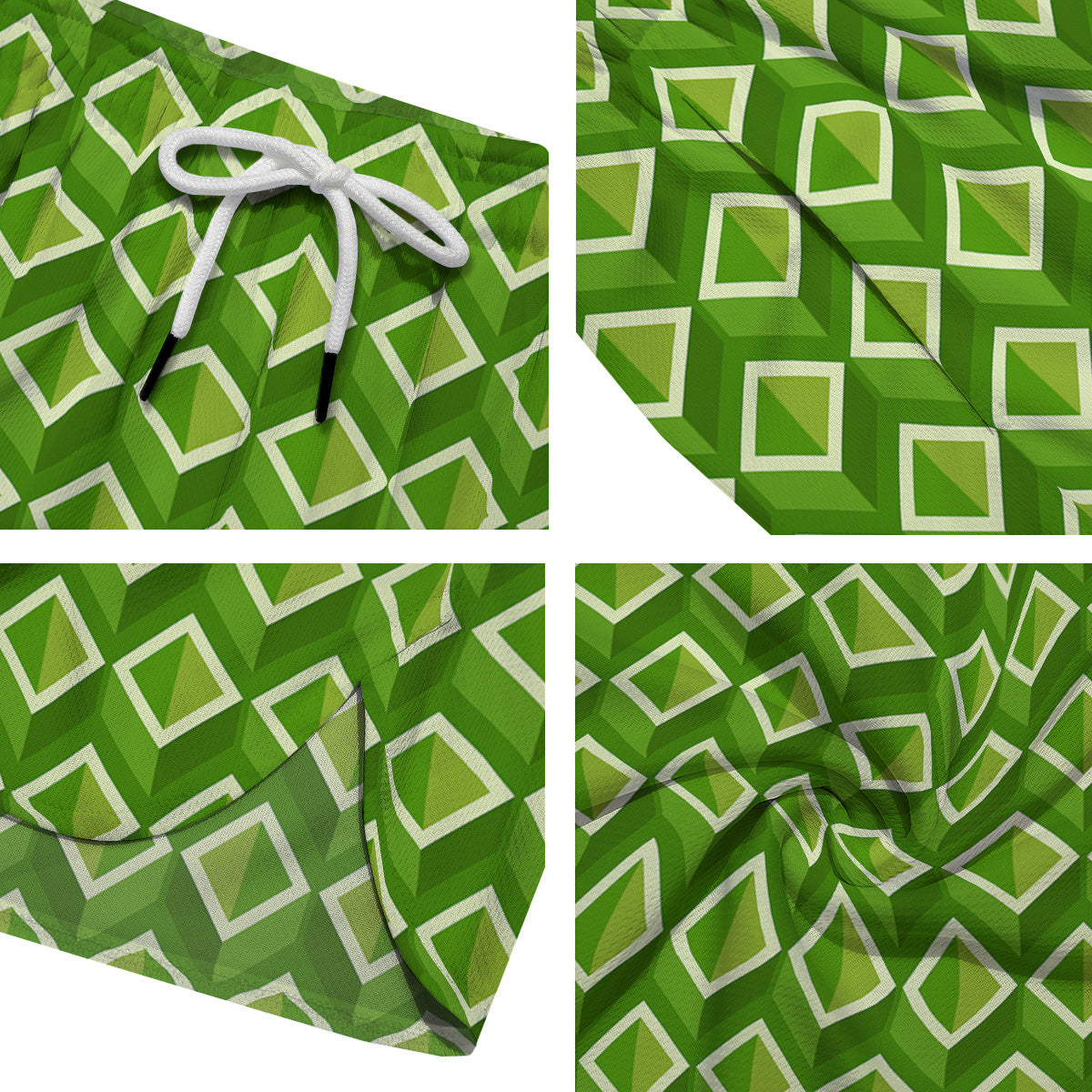 Geometric 3D Bamboo Print Pattern Men's Running Shorts-grizzshop