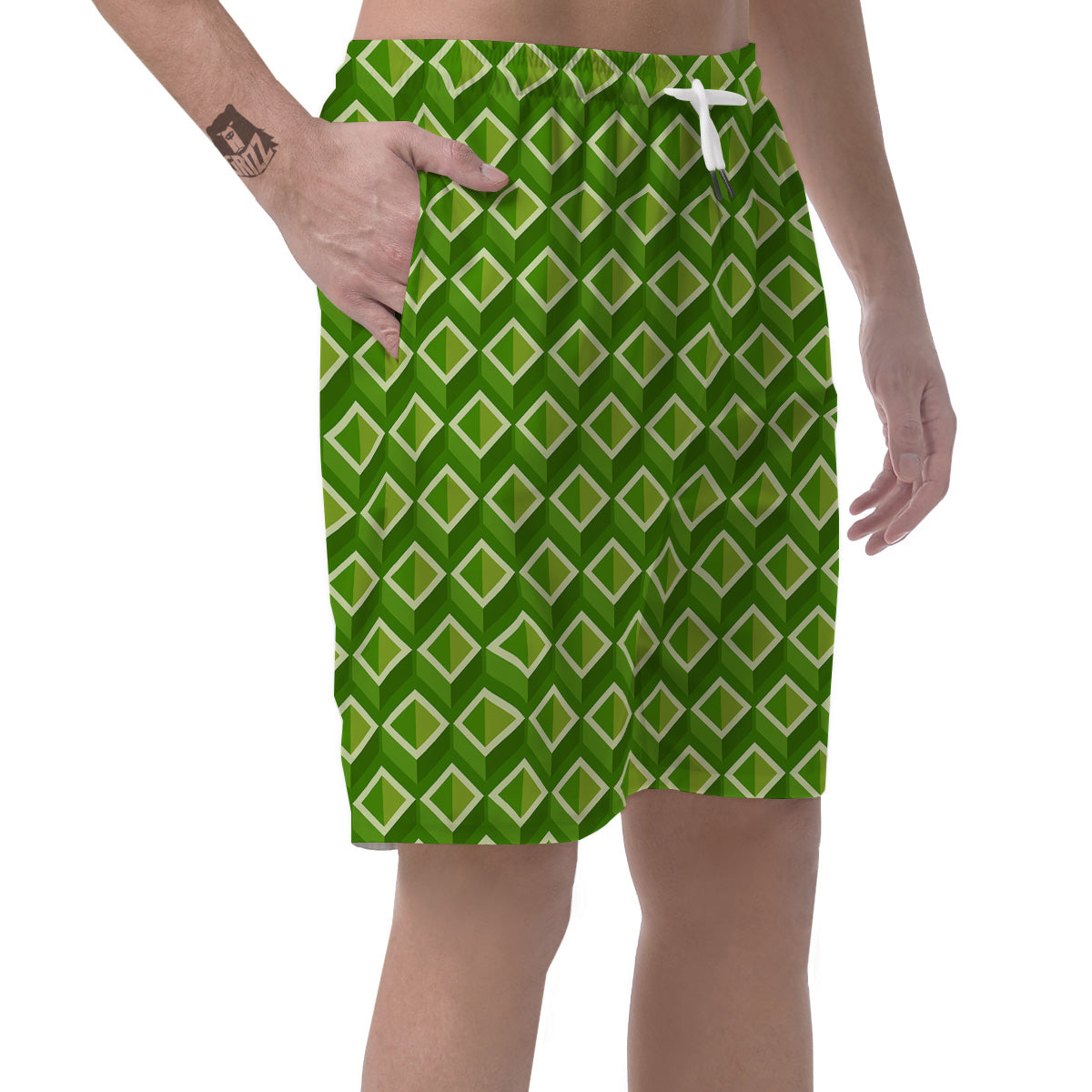 Geometric 3D Bamboo Print Pattern Men's Shorts-grizzshop