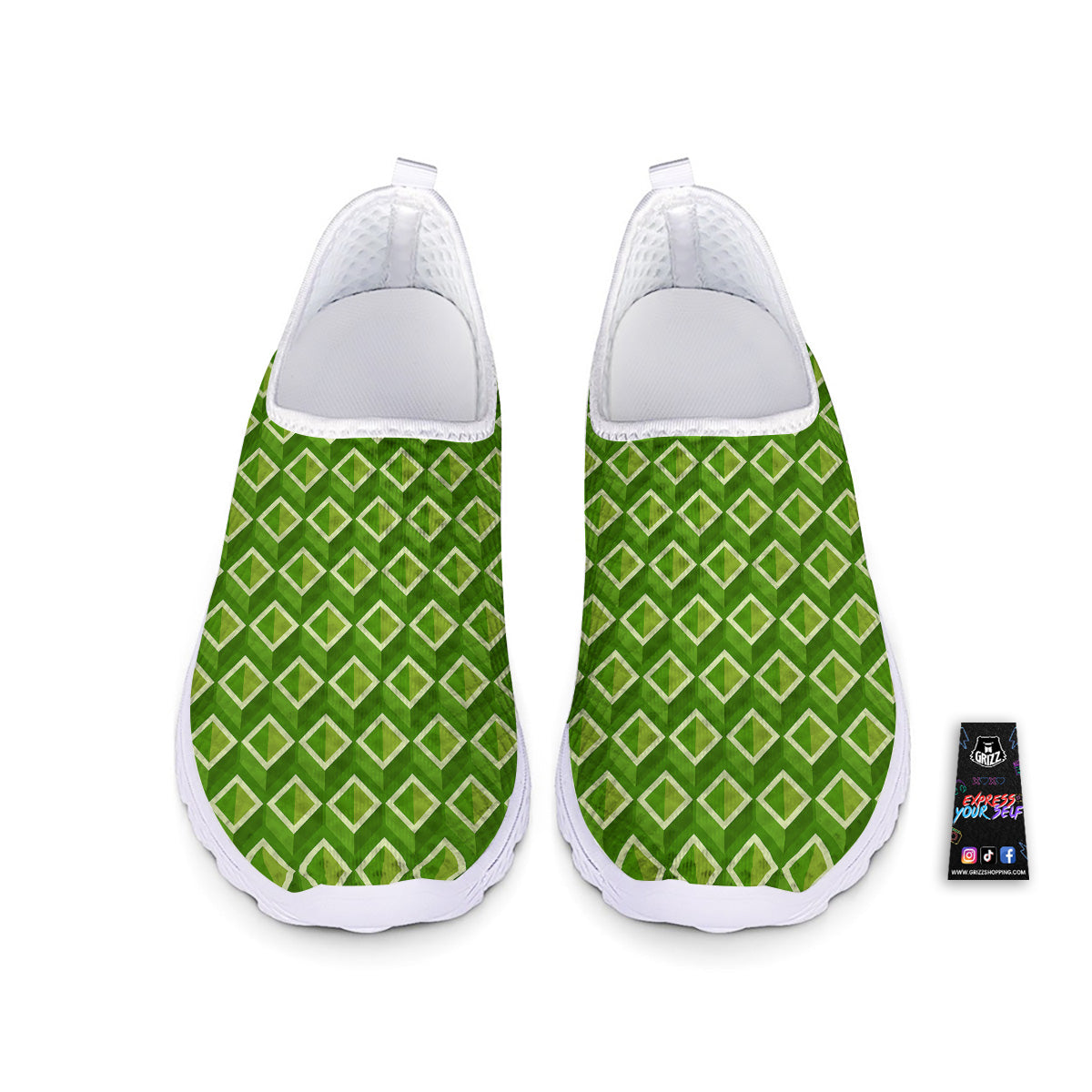 Geometric 3D Bamboo Print Pattern Nurse Shoes-grizzshop