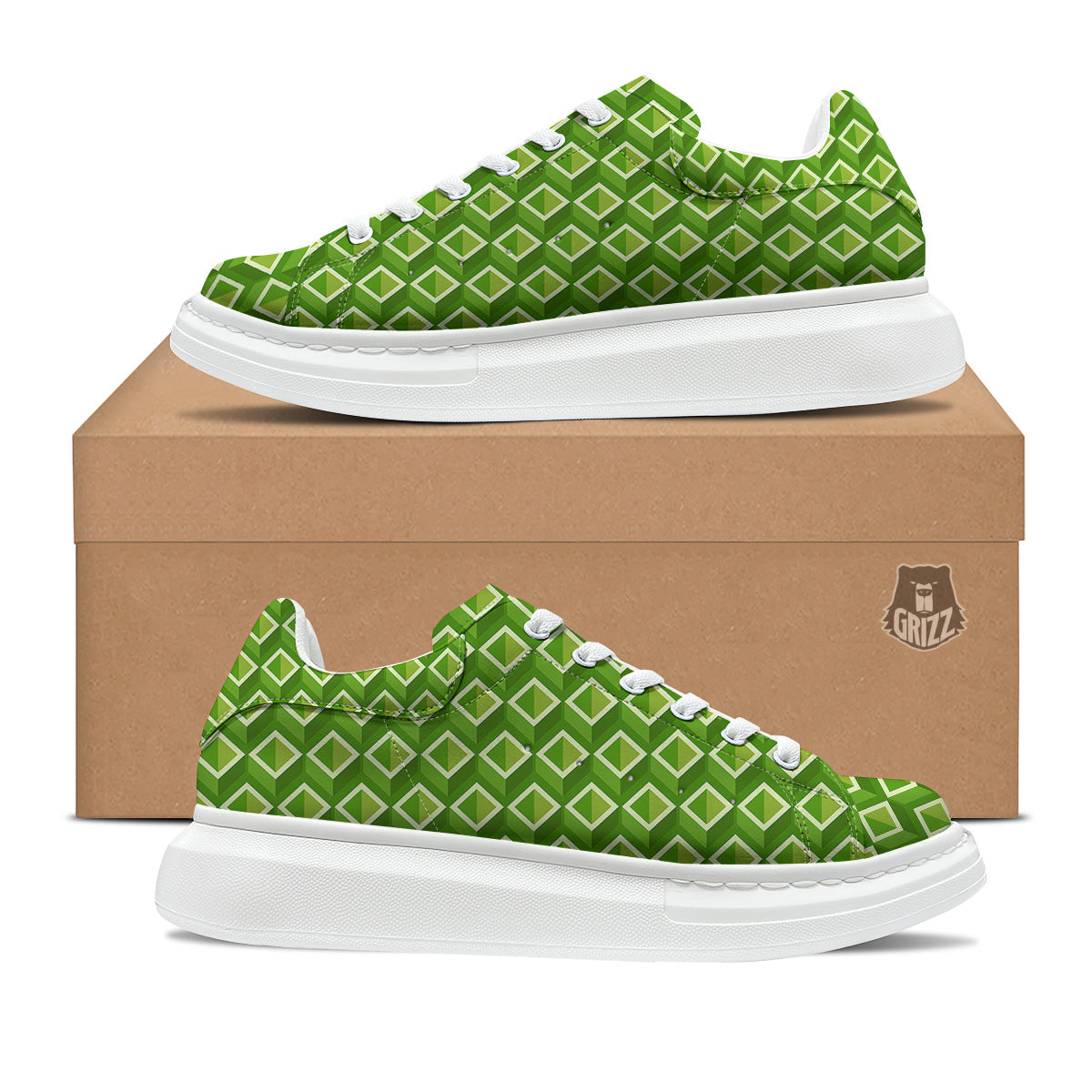 Geometric 3D Bamboo Print Pattern Platform Shoes-grizzshop