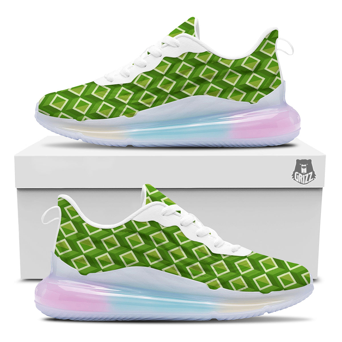 Geometric 3D Bamboo Print Pattern Running Sneakers-grizzshop
