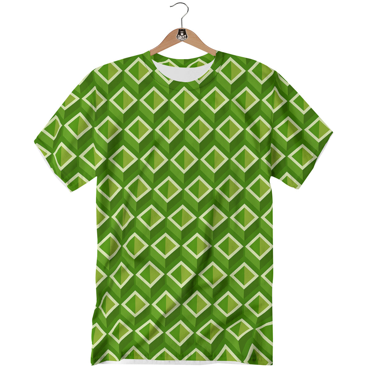 Geometric 3D Bamboo Print Pattern T-Shirt-grizzshop