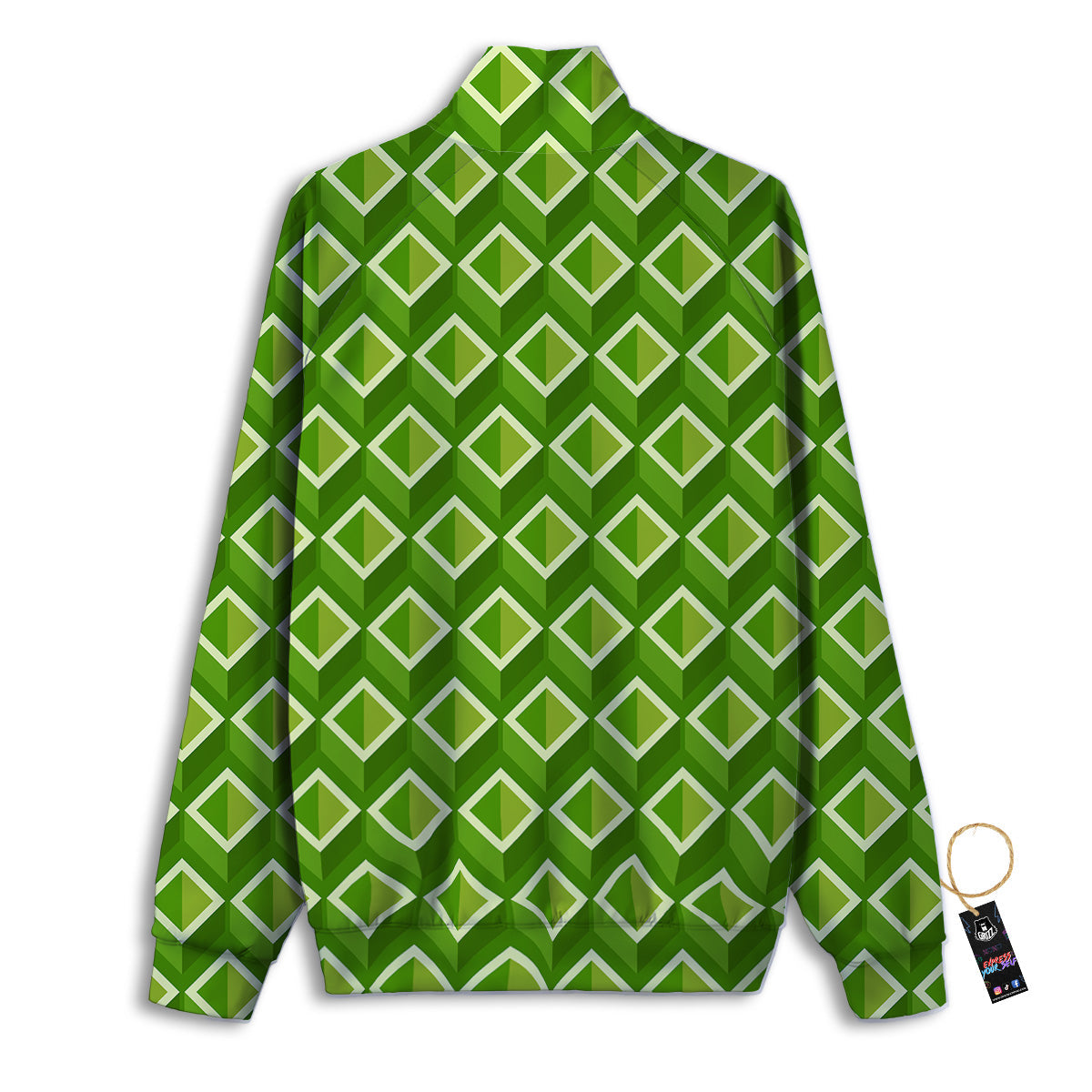 Geometric 3D Bamboo Print Pattern Track Jacket-grizzshop