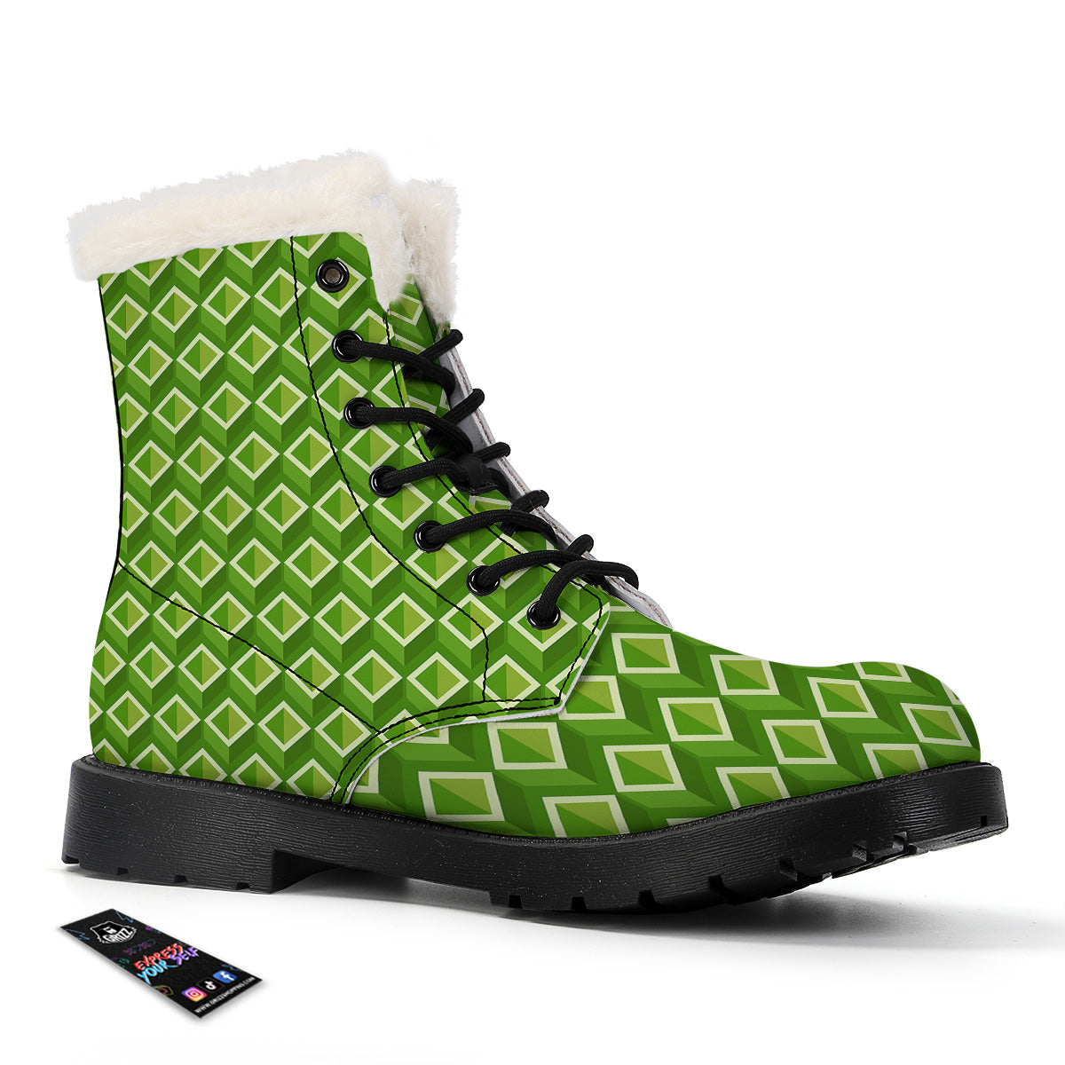 Geometric 3D Bamboo Print Pattern Winter Boots-grizzshop