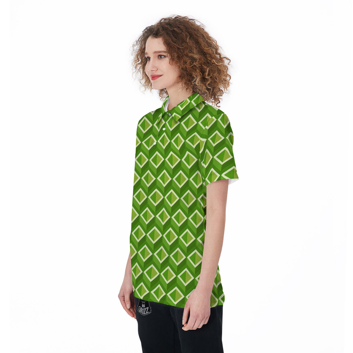 Geometric 3D Bamboo Print Pattern Women's Golf Shirts-grizzshop