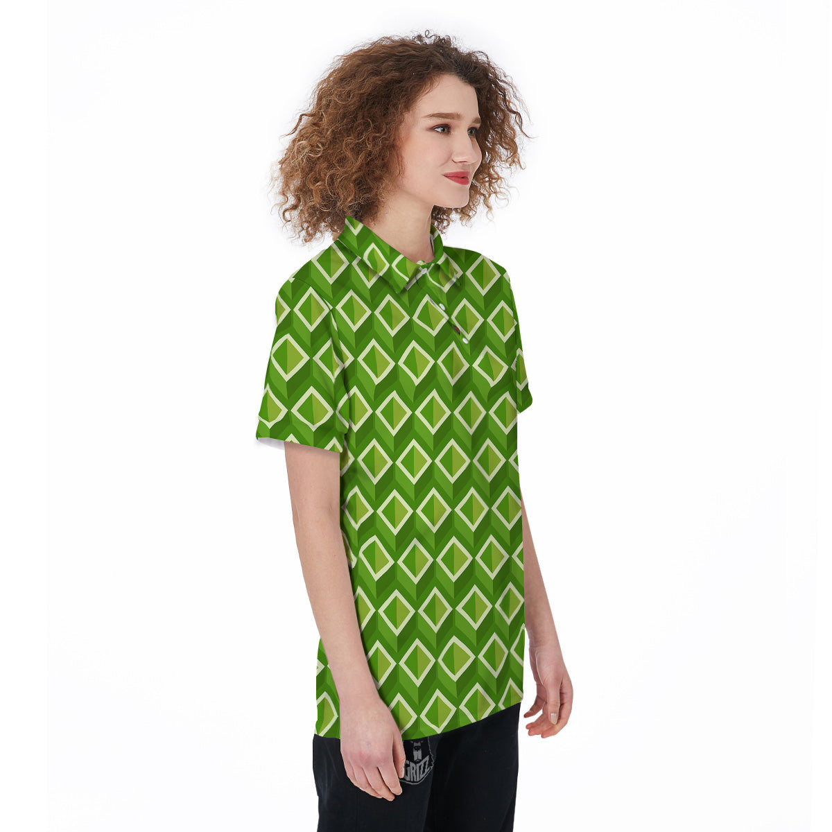 Geometric 3D Bamboo Print Pattern Women's Golf Shirts-grizzshop