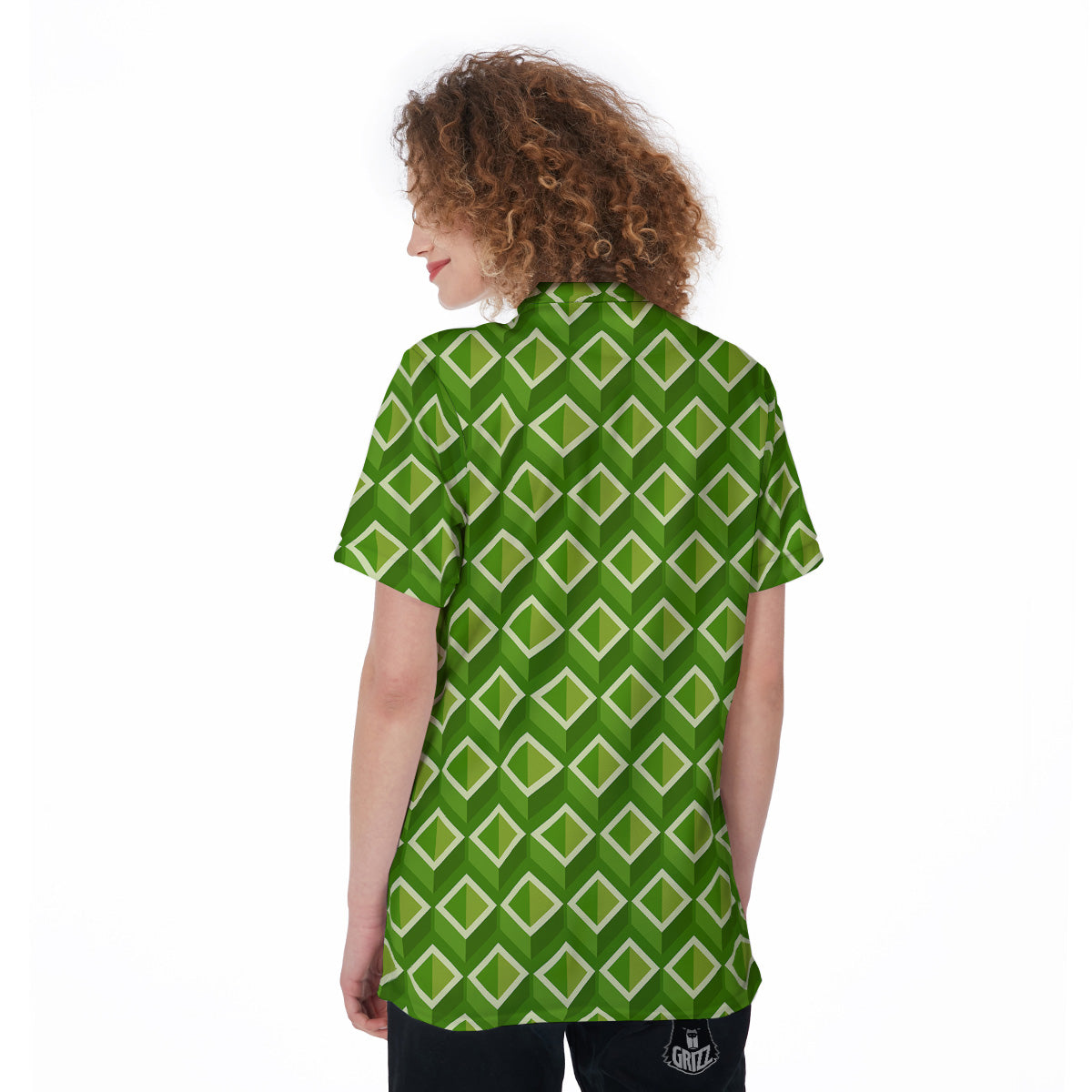 Geometric 3D Bamboo Print Pattern Women's Golf Shirts-grizzshop