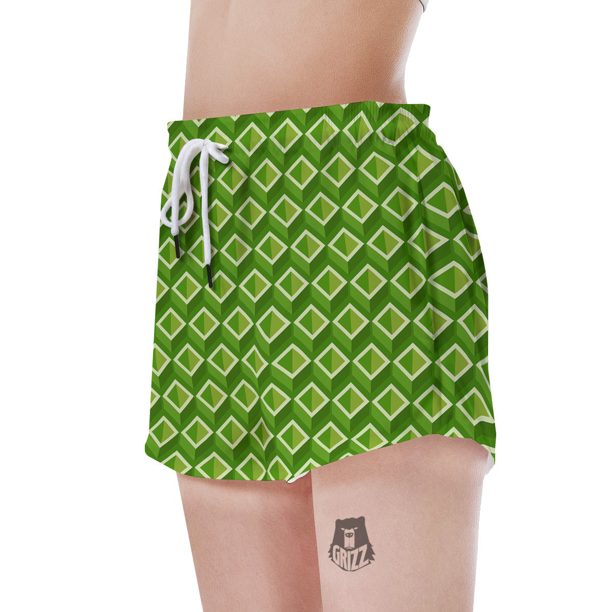 Geometric 3D Bamboo Print Pattern Women's Shorts-grizzshop