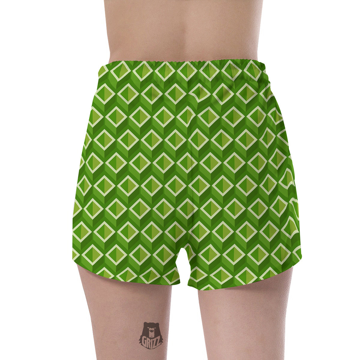 Geometric 3D Bamboo Print Pattern Women's Shorts-grizzshop