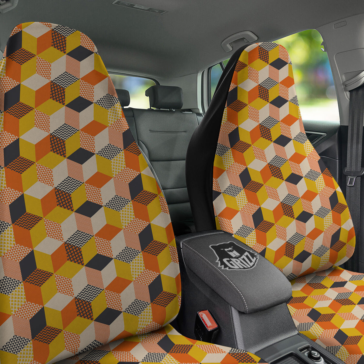 Geometric 60s Print Pattern Car Seat Covers-grizzshop