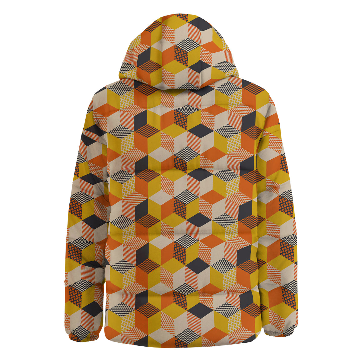 Geometric 60s Print Pattern Down Jacket-grizzshop