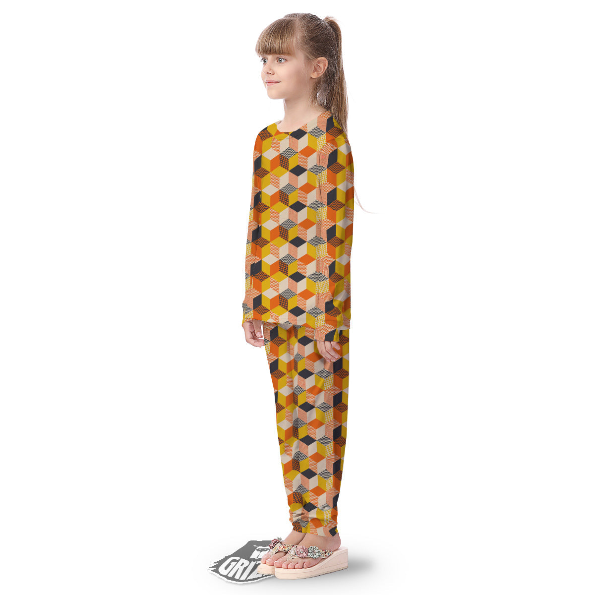 Geometric 60s Print Pattern Kid's Pajamas-grizzshop