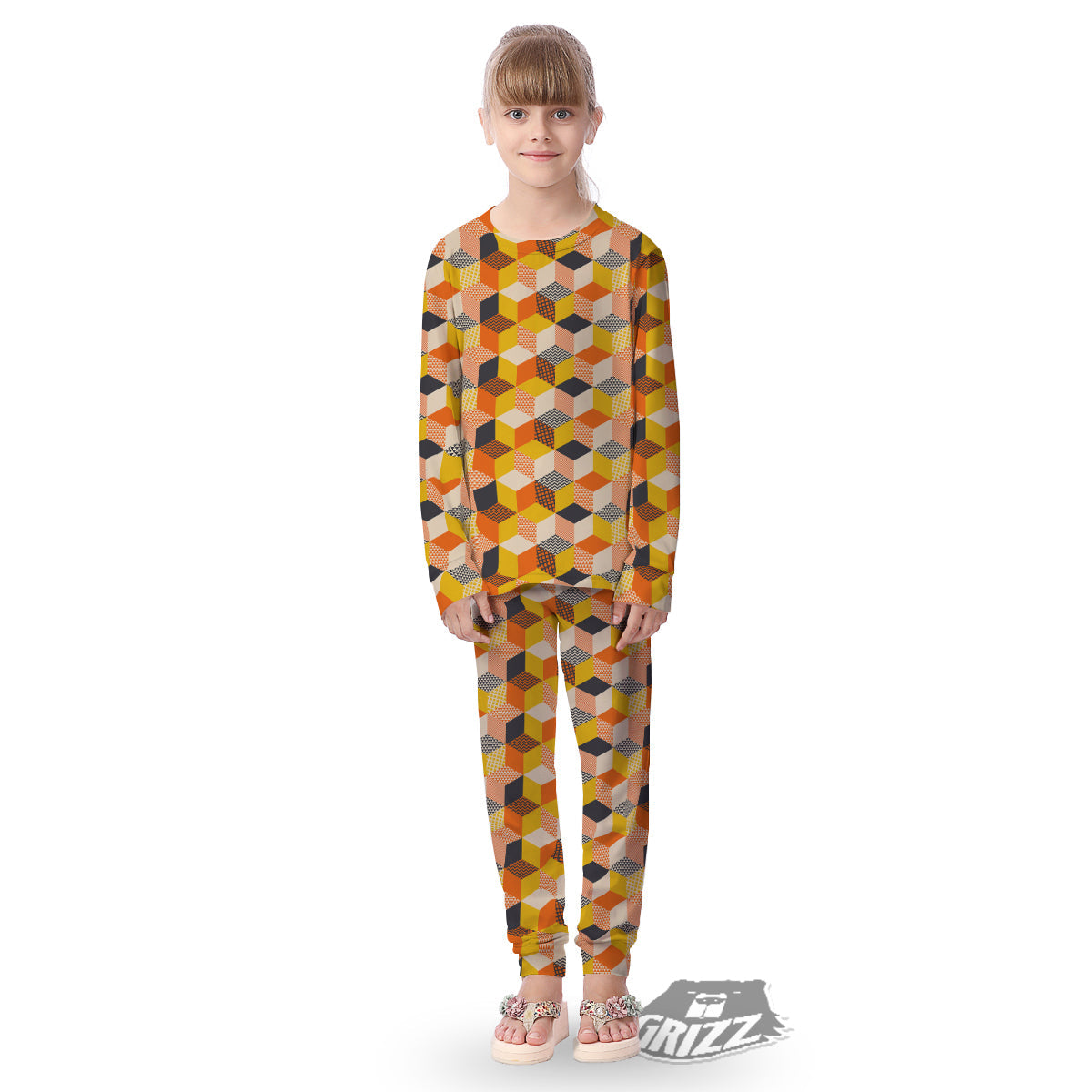 Geometric 60s Print Pattern Kid's Pajamas-grizzshop