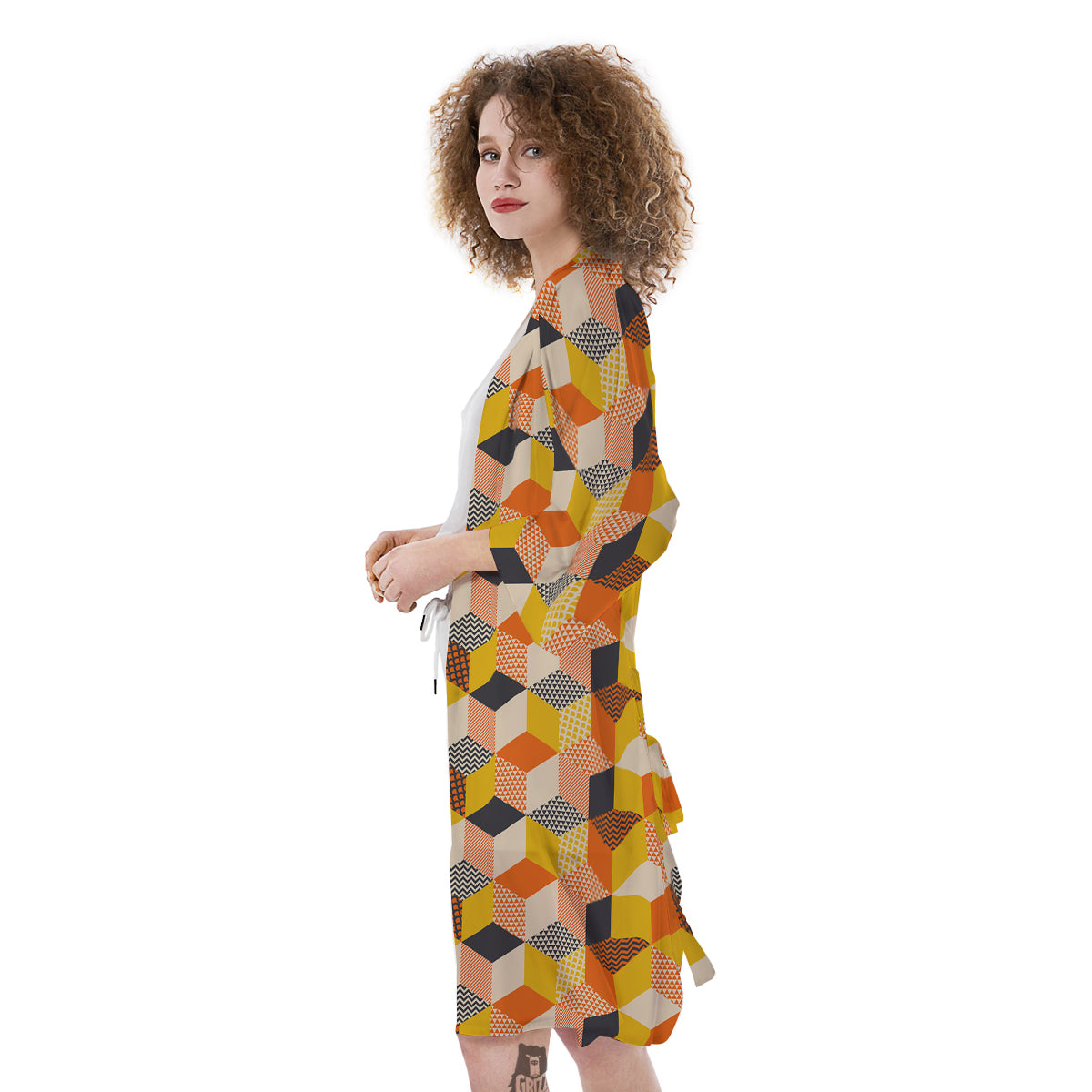 Geometric 60s Print Pattern Kimono-grizzshop