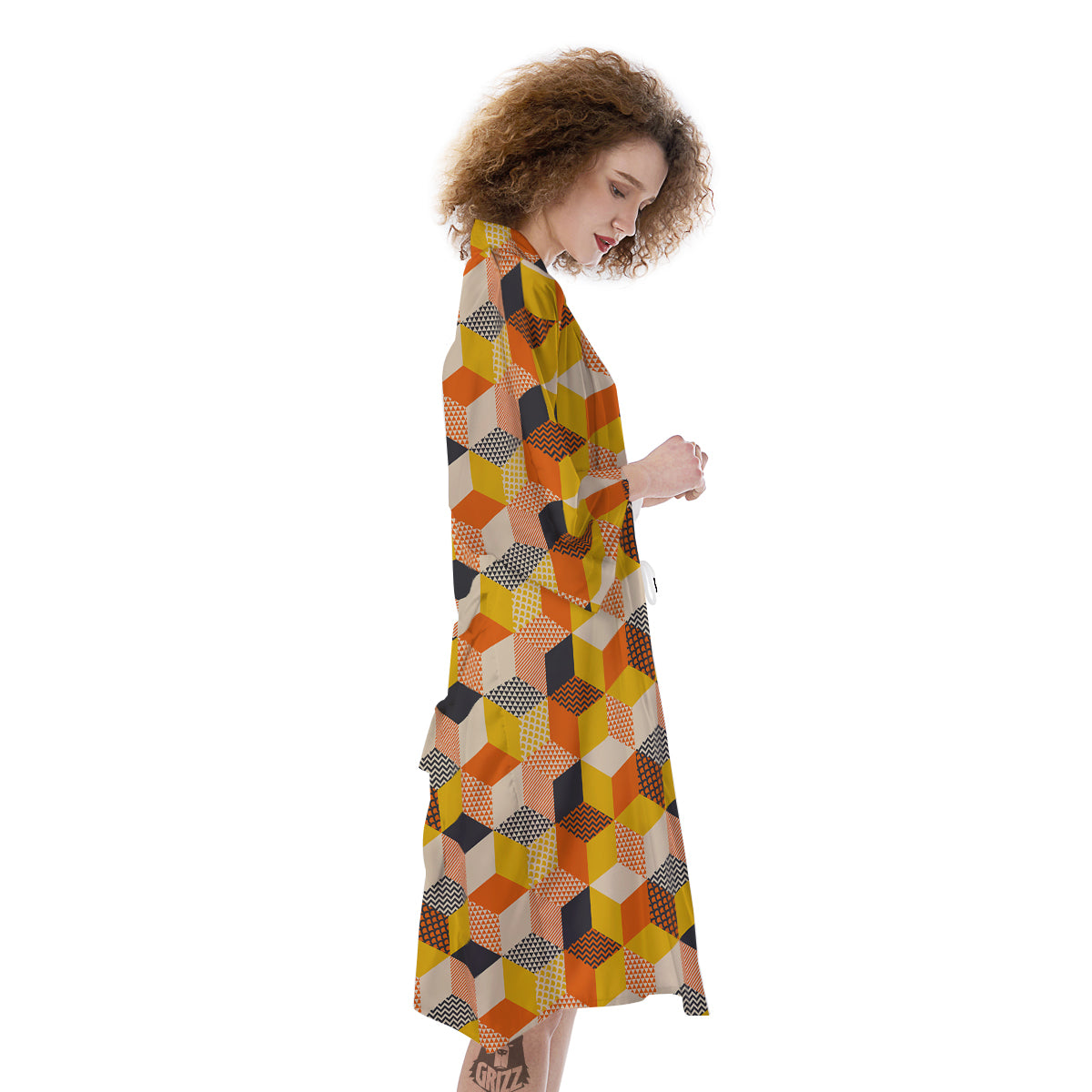 Geometric 60s Print Pattern Kimono-grizzshop