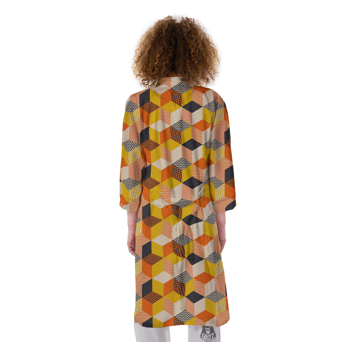 Geometric 60s Print Pattern Kimono-grizzshop