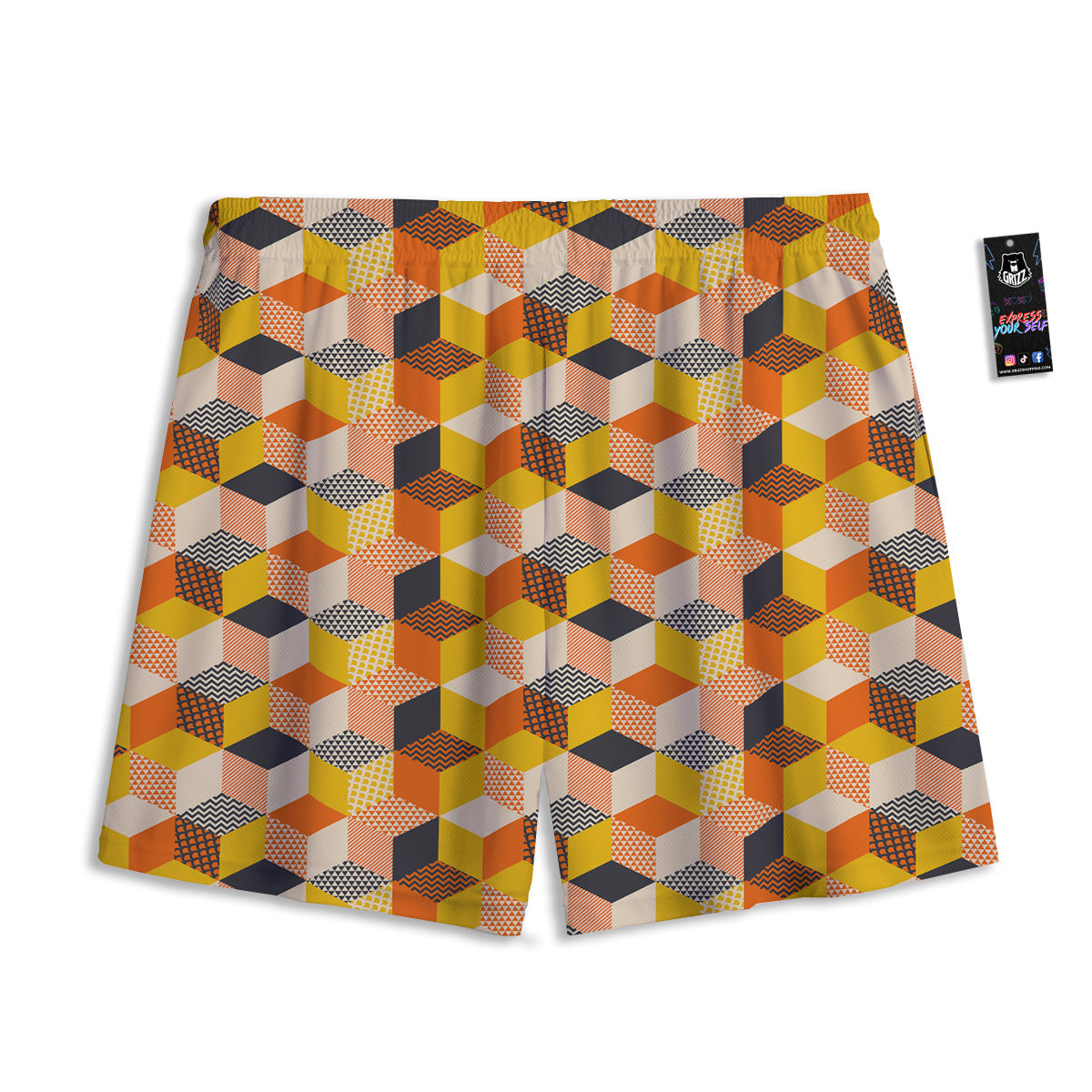 Geometric 60s Print Pattern Mesh Shorts-grizzshop