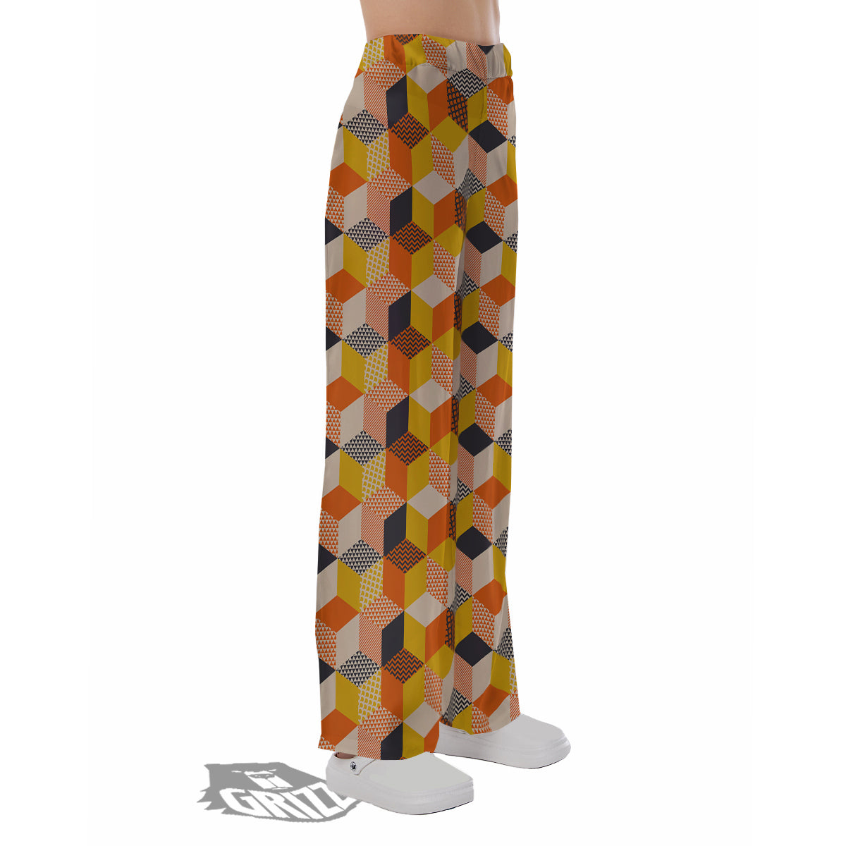 Geometric 60s Print Pattern Pajama Pants-grizzshop