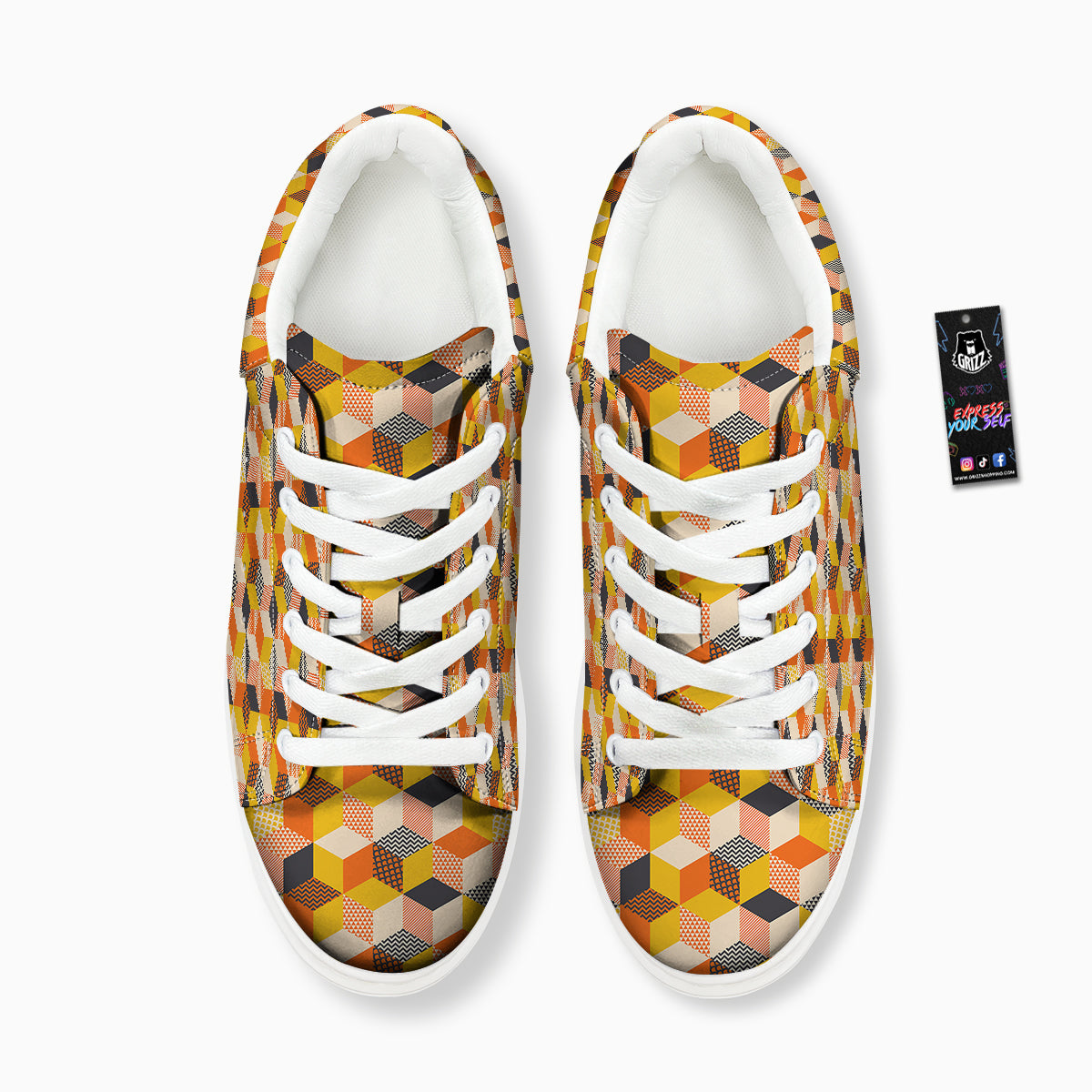 Geometric 60s Print Pattern Platform Shoes-grizzshop