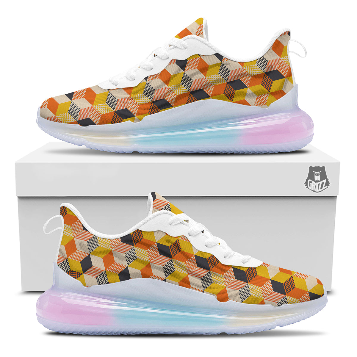 Geometric 60s Print Pattern Running Sneakers-grizzshop