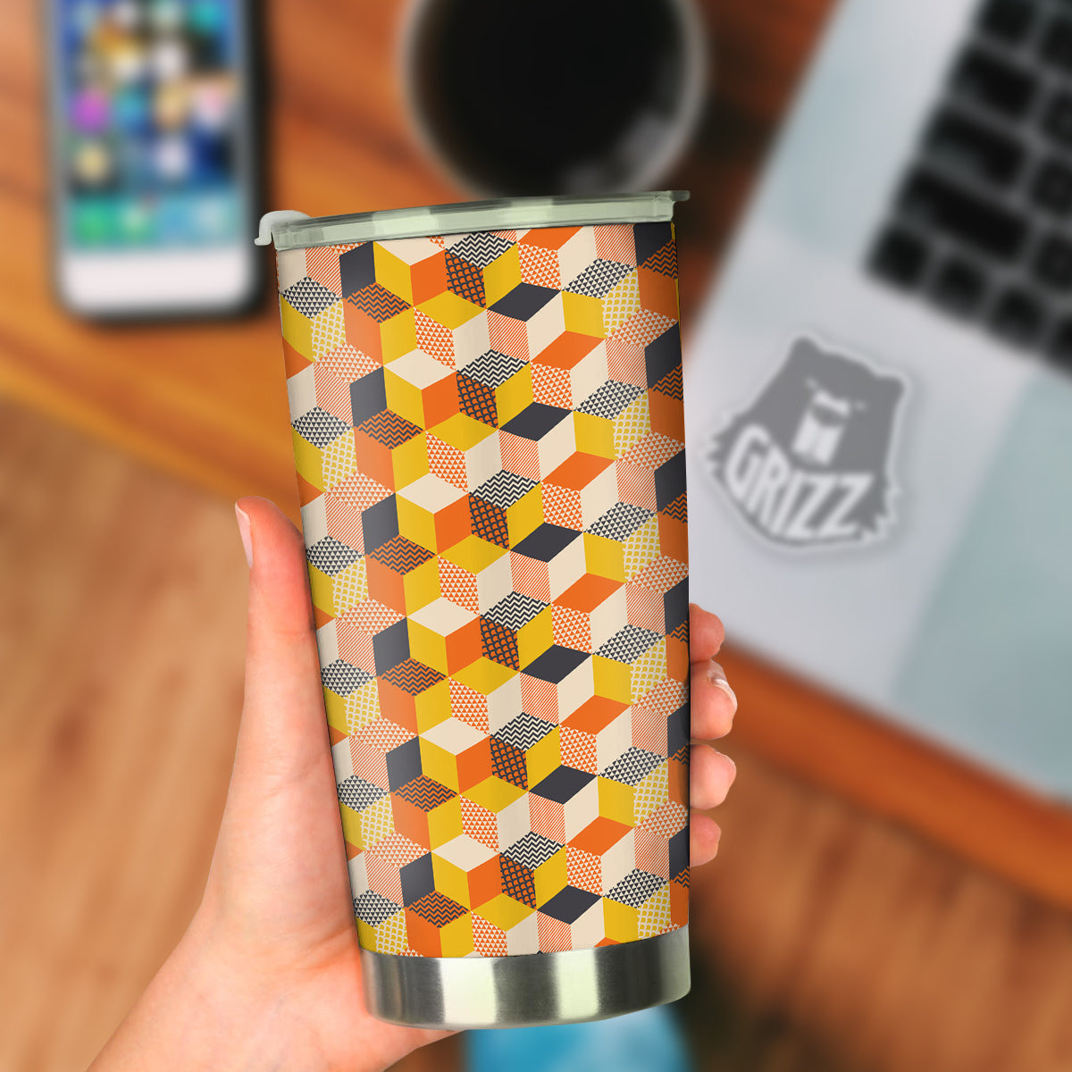Geometric 60s Print Pattern Tumbler-grizzshop