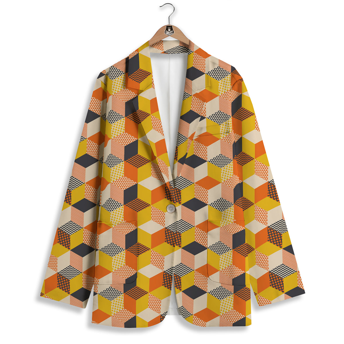 Geometric 60s Print Pattern Women's Blazer-grizzshop