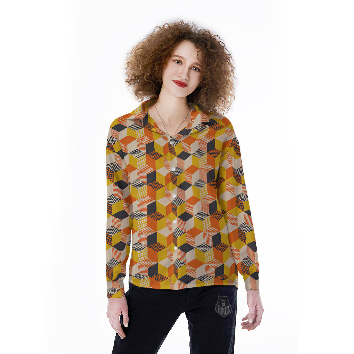 Geometric 60s Print Pattern Women's Long Sleeve Shirts – Grizzshopping geometric-60s-print-pattern-women-s-long-sleeve-shirts-grizzshopping