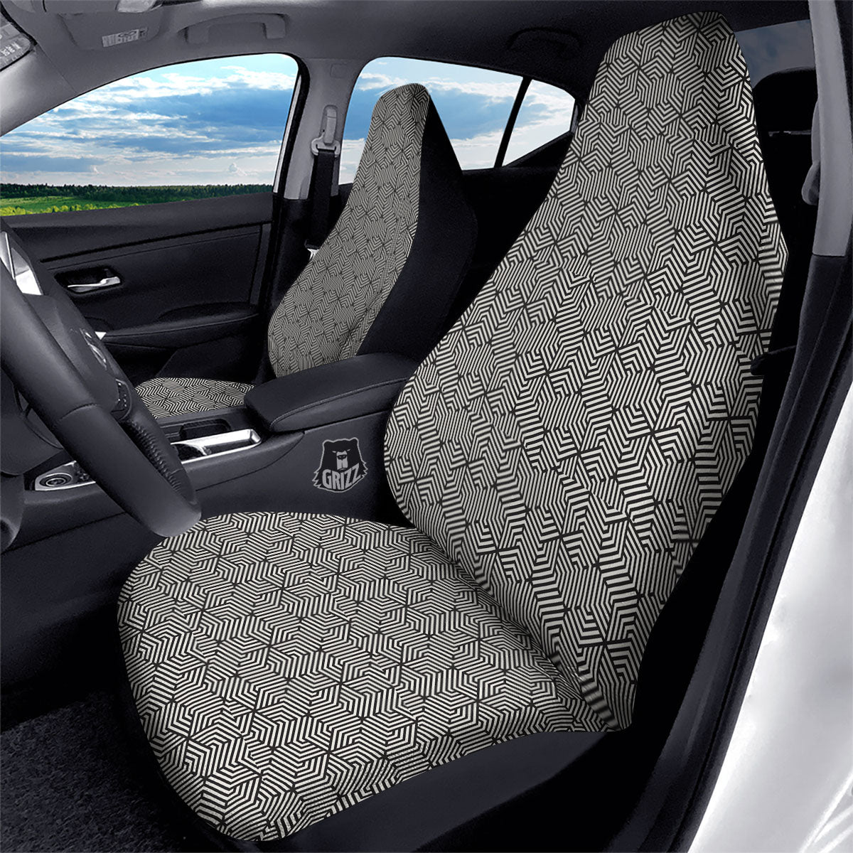 Geometric Abstract Polygonal Print Car Seat Covers-grizzshop