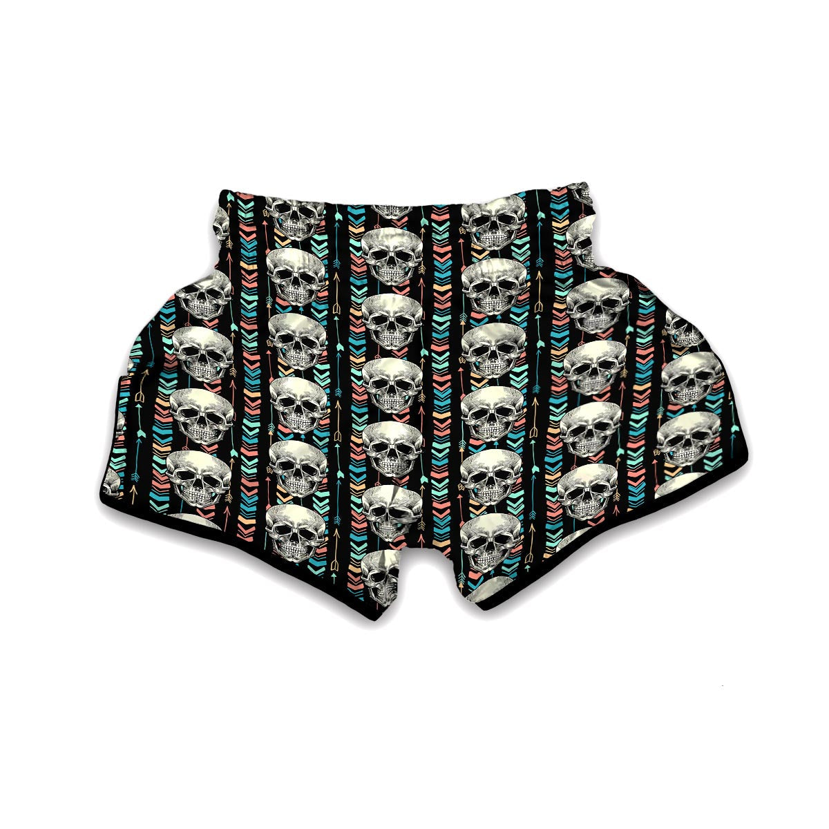 Geometric Arrow Skull Muay Thai Boxing Shorts-grizzshop