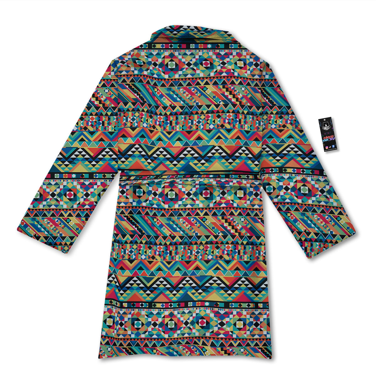 Geometric Aztec Colorful Print Pattern Bathrobe-grizzshop