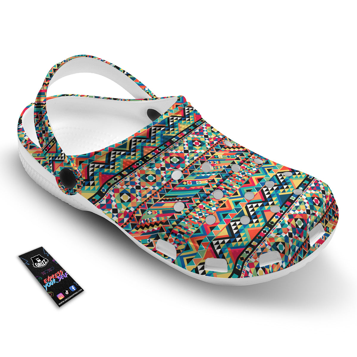 Geometric Aztec Colorful Print Pattern Clog-grizzshop