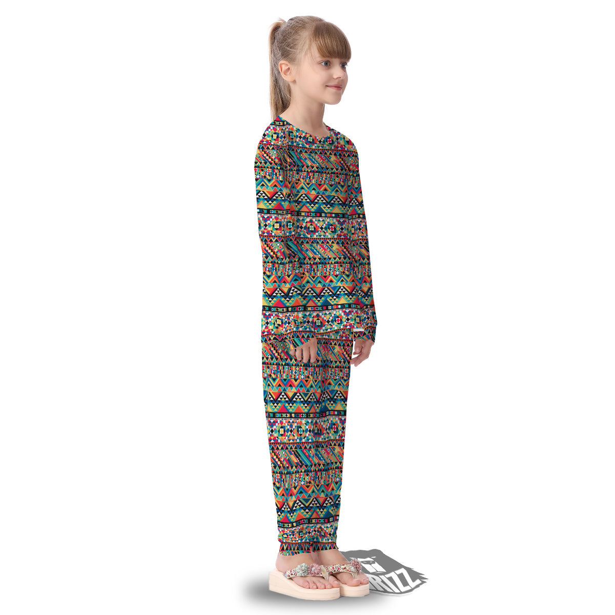 Geometric Aztec Colorful Print Pattern Kid's Pajamas-grizzshop