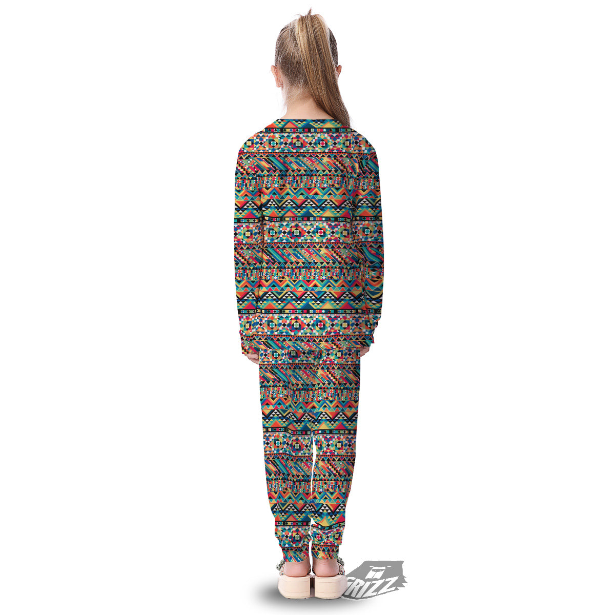 Geometric Aztec Colorful Print Pattern Kid's Pajamas-grizzshop