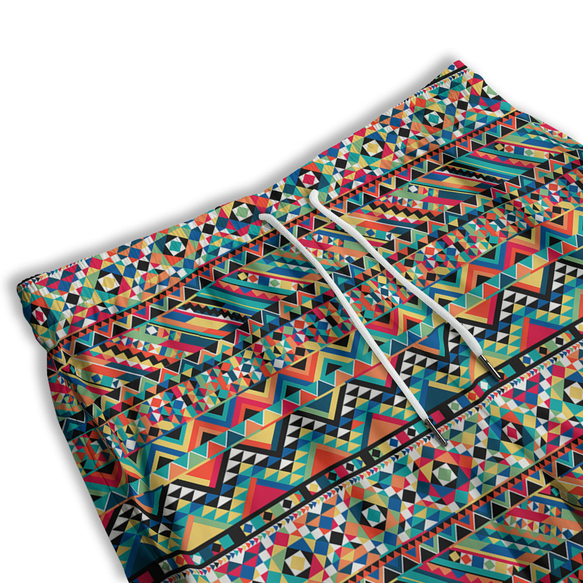 Geometric Aztec Colorful Print Pattern Men's Athletic Shorts