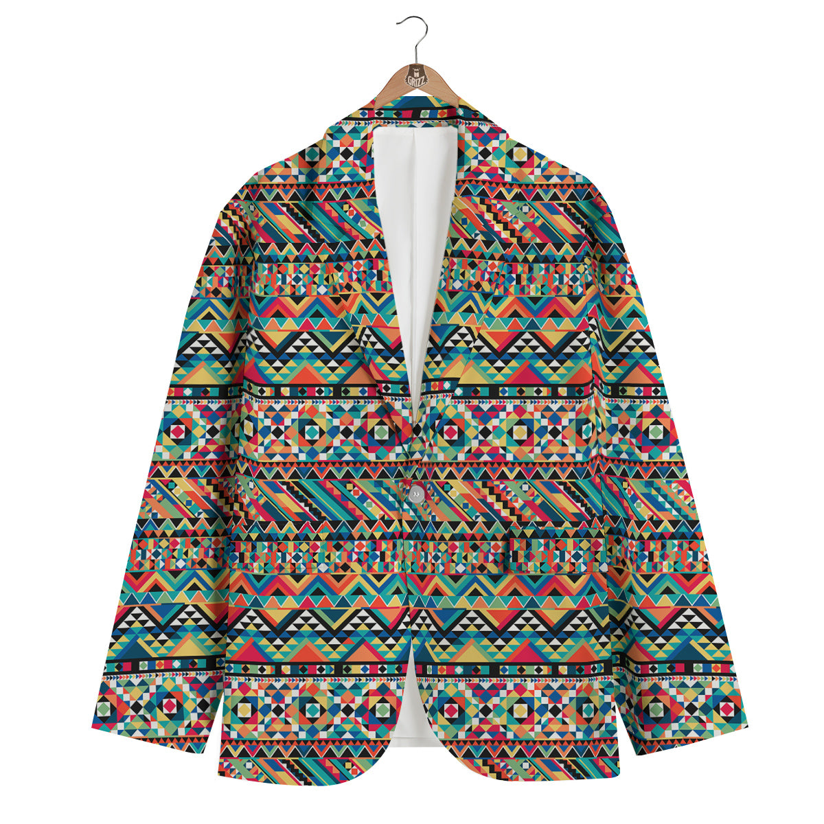 Geometric Aztec Colorful Print Pattern Men's Blazer-grizzshop